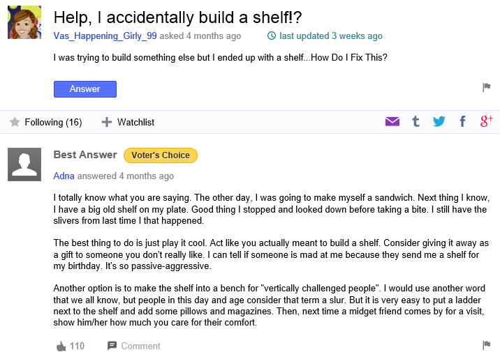 How do you accidentally build a shelf